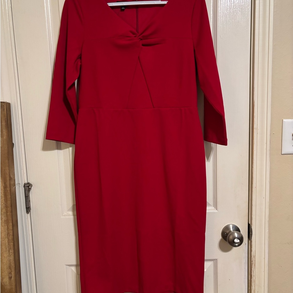 Talbots Vibrant Red Long Sleeve Dress